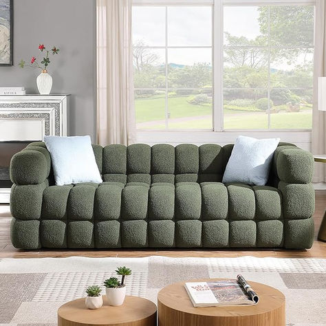 Cloud Sofa Couch, Bouclé Fabric Couches for Living Room 84 Inch Modern Sofa for Apartment, Green Patterdale Sofa Mushroom, Cactus Sofa, Collage House, Puff Sofa, Marshmallow Sofa, Olive Sofa, Oversized Sofa, Cloud Couch, Modern Sofa Couch