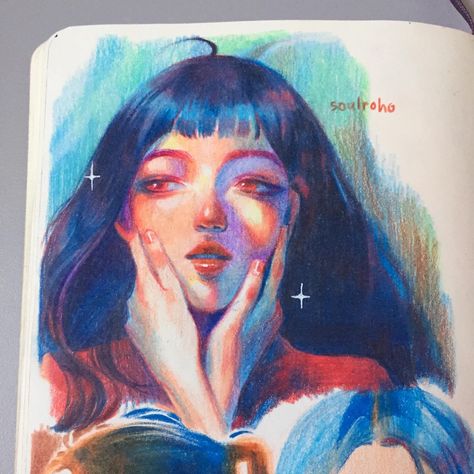 Color Pencil Illustration, Drawing Aesthetic, Pastel Girl, Sketchbook Drawings, Arte Inspo, Arte Sketchbook, Painting Digital, Sketchbook Inspiration, Color Pencil Art