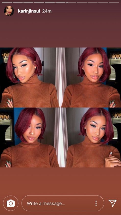 Short Bob Burgundy Hair, Short Red Hair Black Women, Short Dark Red Hair Burgundy, Red Hair With Black Tips, Crazy Hair Dye, Curly Burgundy Hair, Dark Red Curly Hair, Beliage Hair, Purple Black Hair