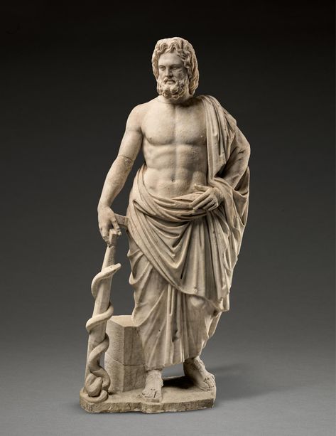 A ROMAN MARBLE FIGURE OF ASKLEPIOS, CIRCA 2ND CENTURY A.D. | Ancient Sculpture and Works of Art | Antiquities | Sotheby's Ancient Greek Sculpture, Classic Sculpture, Ancient Greek Art, Contemporary African Art, Antique Statue, Ancient Statues, Roman Sculpture, Greek Sculpture, Ancient Sculpture