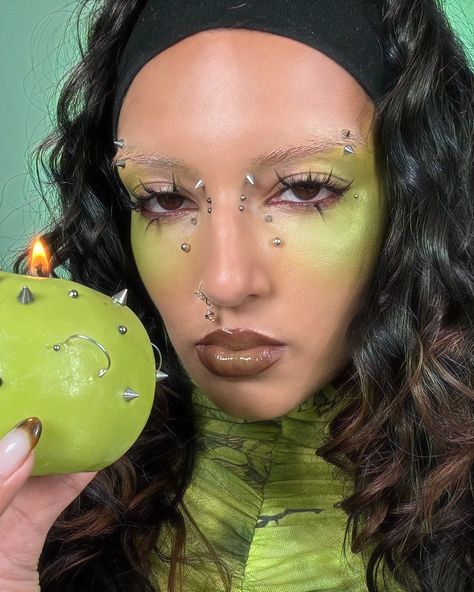 🍏 Studded apple cheeks 🍏 tysm @charli_xcx for the inspo 😌😌😌😌😌 Apple Makeup Look, Brat Makeup Charli, Eyes Lips Face, Eyes Lips, Charli Xcx, Day Makeup, Colorful Makeup, Fitness Inspiration, Halloween Costumes