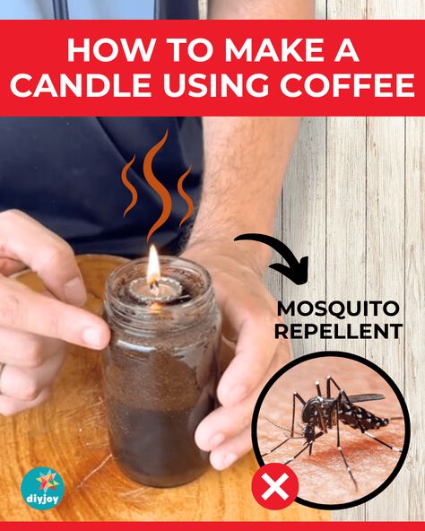 How to Make a Candle Using Coffee Diy Candle Heater, Coffee Grounds Candle, Diy Mosquito Repellent Candle, Smell Like Coffee, Insect Repellent Candles, Floating Candle Decorations, Diy Candle Light, Bug Repellent Candles, Easy Organizing Ideas