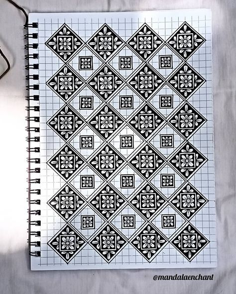 Grid Drawing Ideas Easy, Mandala Art Border Design, Mandala Art Buddha, Mandala Art Black And White, Mandala Art Bookmark, Mandala Art Circle, Art Black And White Aesthetic, Art Border Design, Mandala Art Background