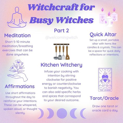 These practices are designed to be easily integrated into daily life, allowing busy witches to maintain their spiritual practices without feeling overwhelmed. . . . . . . . . . #wiccansofinstagram #witchlife #witchesofinstagram #witch #witchcraft #wicca #wiccan #pagan #spiritual #spiritualawakening #Spirituality #witchessociety #witchytips #magic #babywitch #beginnerwitch #witchy #witchesoftiktok #witchtok #witchyvibes #busywitch #fastwitchcraft Daily Witchcraft Practice, Practicing Paganism, Pagan Tips, Energy Witchcraft, Witch Tips, Salem Witch Trials, Witch Stuff, Kitchen Witchery, Witch Trials