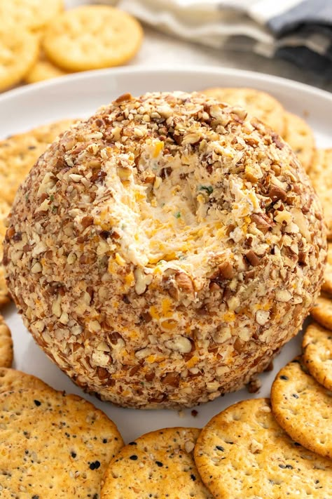 Classic Cheese Ball Recipe - Jessica Gavin The Best Cheeseball Recipe, Healthy Cheeseball Recipe, Cajun Cheese Ball, Classic Cheese Ball Recipes, Gouda Cheese Ball Recipes, Old Fashioned Cheese Ball, Fruit Cheeseball Recipes, Cheese Ball With Worcestershire Sauce, Classic Cheese Ball Recipe