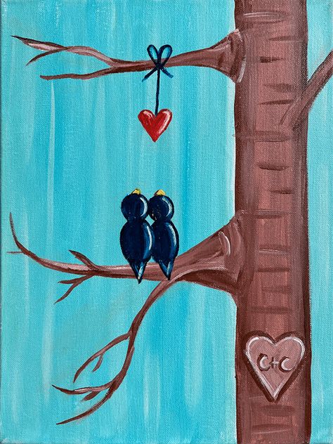 Easy Valentine Canvas Painting Ideas, Valentine Paintings On Canvas, Valentines Painting Ideas, February Painting, Kids Paint Night, Valentines Painting, Painted Valentines, Teaching Painting, Pta Membership