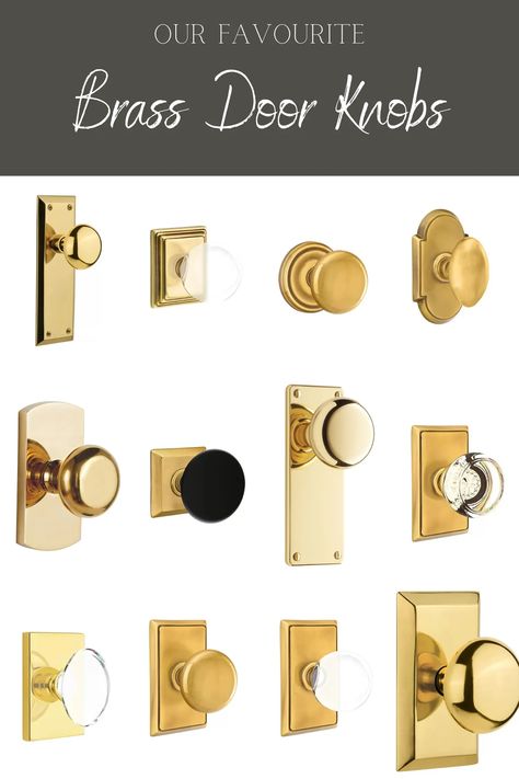 Our Favourite Brass Door Knobs - Making it in the Mountains Gold Interior Door Handle, Glass Office Doors, Bedroom Door Knobs, Brass Door Knob, Black Door Knobs, Interior Door Knobs, White Internal Doors, Double Doors Exterior, Black Interior Doors