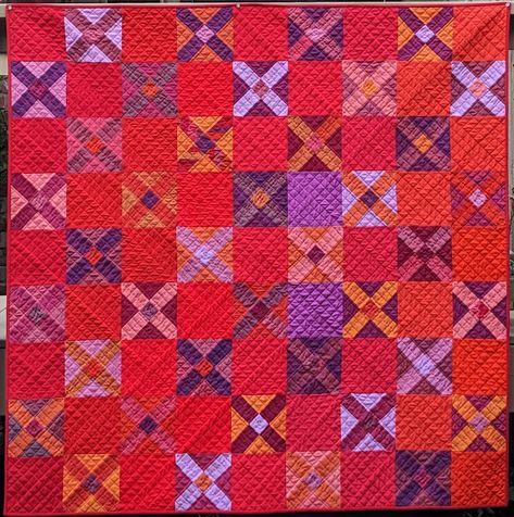 Hand Dyed Fabric Quilts, Bee Quilts, Solid Fabric Quilts, 9 Patch Quilt, Solid Quilt, Patchwork Heart, Batik Quilts, Pink Quilts, Red Quilts