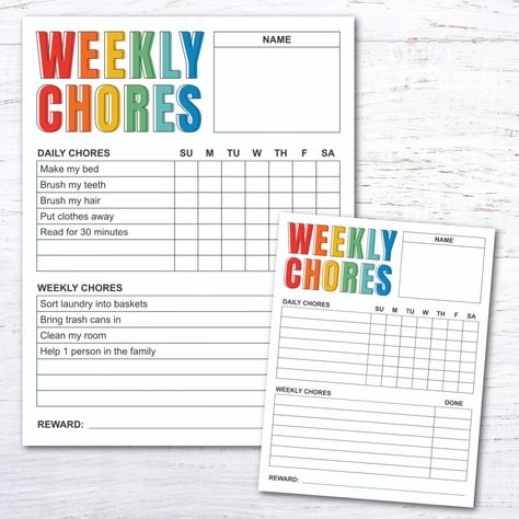 Kids Chore Chart Printable, Chore Board, Weekly Chore Charts, Chore Chart For Kids, Family Binder, Weekly Chores, Responsibility Chart, Kids Rewards, Printable Chore Chart