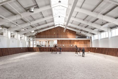 Photo by Andrey Avdeenko. Dream Barn Stables, Horse Club, Dream Stables, Indoor Arena, Riding Arenas, Equestrian Facilities, Dream Barn, Architectural Practice, Roof Panels