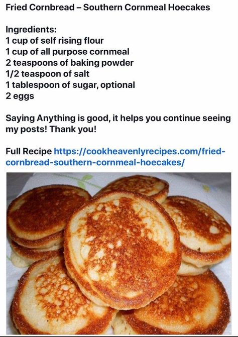 Southern Fried Cornbread, Cornmeal Hoecakes, Cracker Barrel French Toast, Hot Water Cornbread Recipe, Water Cornbread, Fried Cornbread, Hot Water Cornbread, Cornbread Recipe Sweet, Old Fashioned Bread Pudding