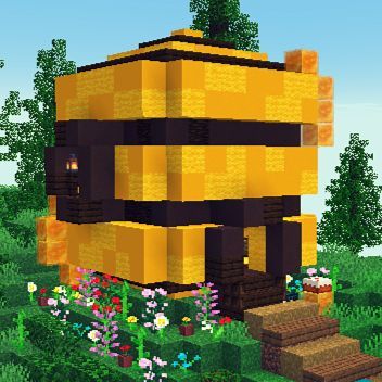 Minecraft Bee Hive Build, Minecraft Beehive, Minecraft Bee, Minecraft Shops, Town Building, Diy Minecraft, Minecraft Plans, Minecraft Construction, Minecraft Inspo