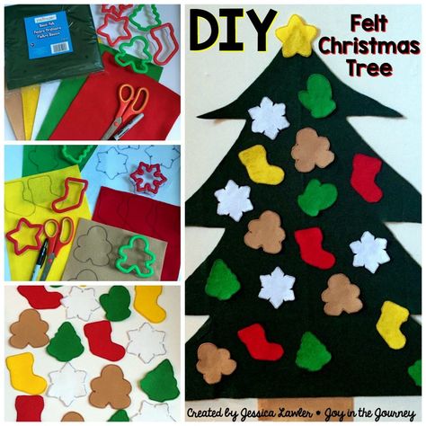 DIY Felt Christmas Tree Felt Christmas Tree Countdown, Felt Christmas Tree For Toddlers, Toddler Felt Christmas Tree, Felt Trees Diy, Felt Tree Pattern, Felt Christmas Tree Diy, Christmas Tree Game, Christmas Ornaments Diy Kids, Diy Felt Christmas