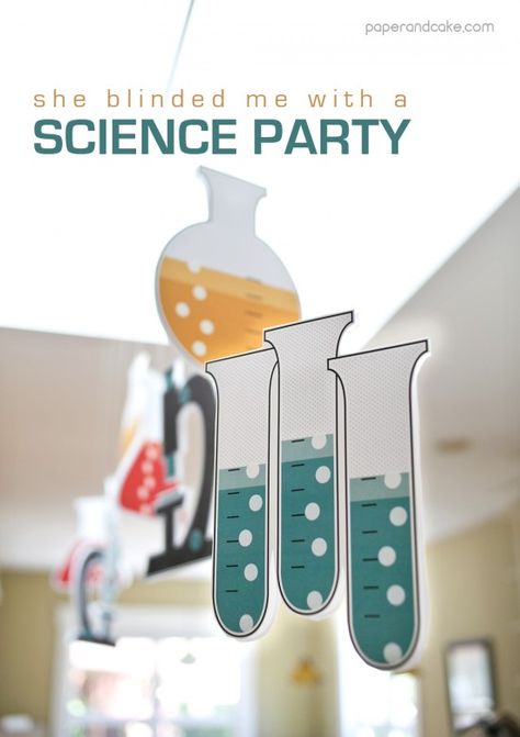 Printable Science Lab Birthday Party: NEW! | http://www.paperandcake.com Lab Birthday Party, Science Theme Party, Lab Party, Science Party Decorations, Science Themed Party, Science Birthday Party Ideas, Scientist Birthday Party, Mad Scientist Birthday, Mad Science Party