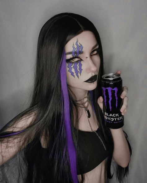 Monster Energy Drink, Energy Drink, Monster Energy, Monster Girl, Home Ideas, Energy, Purple, Makeup, Hair