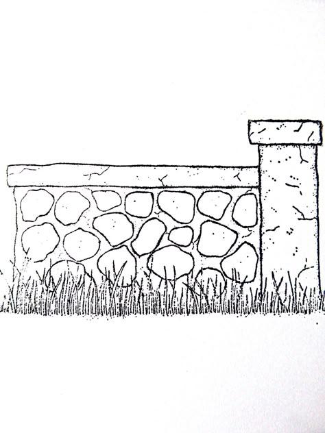 Fence Coloring Page, How To Draw A Fence, Fence Drawing, Tampons Magnolia, Images To Color, Magnolia Stamps, Wooden Fence, Privacy Fence, Fence Ideas