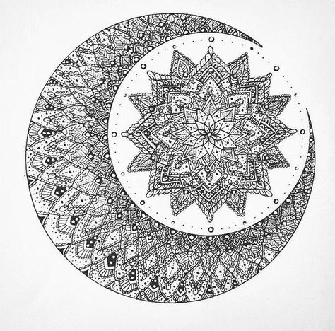 Image result for sun and moon mandala drawing tumblr Zentangle Moon Designs, Moon Mandala Tattoo Design, Mandala Tattoo Design Women, Moon Mandala Tattoo, Moon Mandala Art, Dotwork Tattoo Mandala, Mandala Moon, Sun And Moon Mandala, Floral Mandala Tattoo