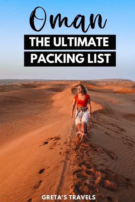 Planning a trip to Oman but not sure what to pack? This Oman dress code and packing list covers it all! From Oman local traditions and customs and how tourists should behave, with some practical tips on what to pack and wear in Oman. #oman #middleeast #packinglist #dresscode #omantraveltips Uae Travel, Oman Travel, Destination Ideas, Blogger Tips, Muscat, Magic Carpet, Planning A Trip, Road Trip Itinerary, Sand Dunes