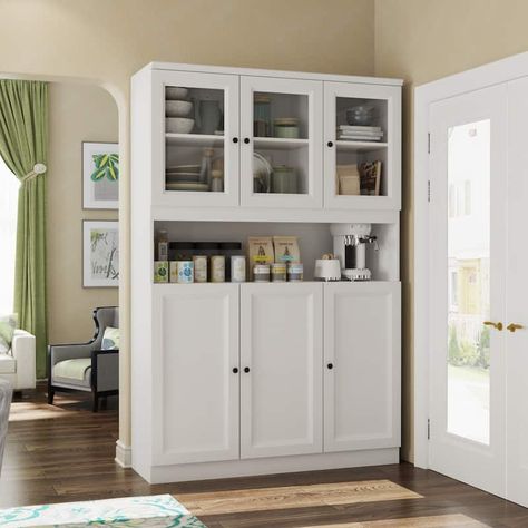 Tall Cabinet Living Room, Kitchen Opening, Storage Buffet, Cabinet Glass Doors, Bookcase With Glass Doors, Utility Cabinets, Office Storage Cabinets, Freestanding Kitchen, Wood Storage Cabinets