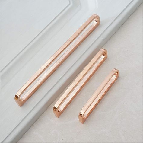 LBFEEL 3.75" 5.0" 7.55" 12.6" Drawer Pull Rose Gold Dresser Handle Modern Kitchen Cabinet Knob 93 128 192 320mm (3.75" hole centers) - Amazon.com Gold Dresser Handles, Dresser Handles, Kitchen Cabinet Knobs, Modern Kitchen Cabinets, Cabinet Knobs, Drawer Pulls, Modern Kitchen, Dresser, Kitchen Cabinets