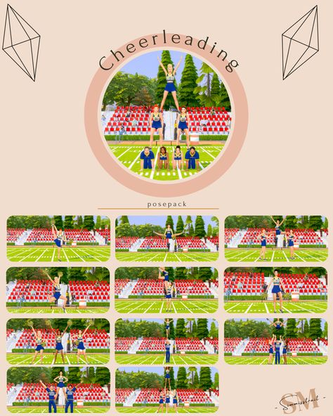 Sims 4 Cheerleader Pose, Sims 4 Basketball Poses, Sims 4 Prom, Cheerleading Poses, Book Tropes, Cheerleading Team, 4 Poses, Cc Sims, Sims Cc