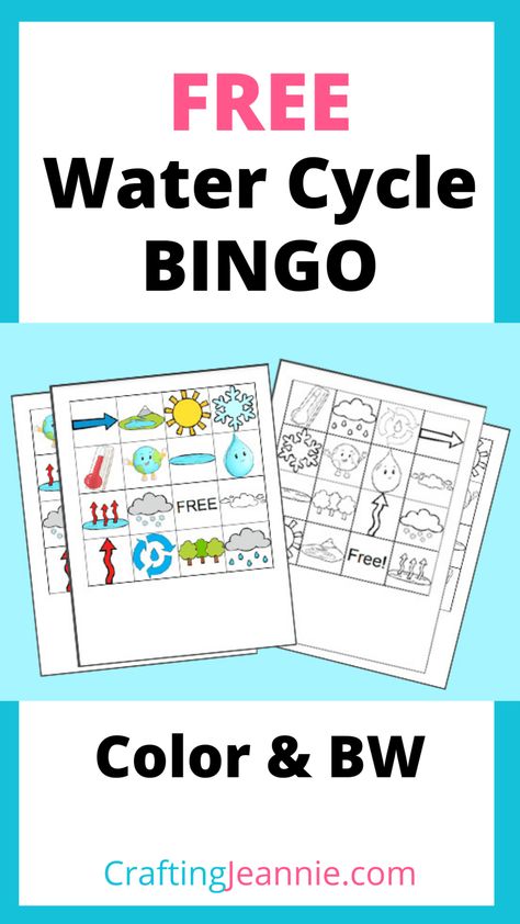 Water Cycle Game, Evaporation And Condensation, Water Cycle Activity, Water Cycle Craft, Water Cycle Activities, Grade 2 Science, Printable Bingo Cards, Free Printable Bingo Cards, Summer Arts And Crafts