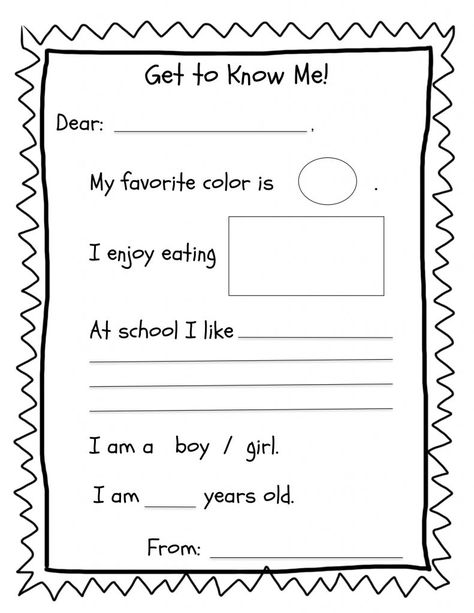 This is a sample letter that you can use to write to pen pals.  It is easy for children to use and they get so excited to send and receive mail. Preschool Pen Pal Ideas, Pen Pals For Kids, Pen Pal Letters For Kids, About Me Presentation Ideas, Pen Pal Letter Template, Letter Writing For Kids, Letter Template For Kids, Letter I Crafts, Letter I Worksheet