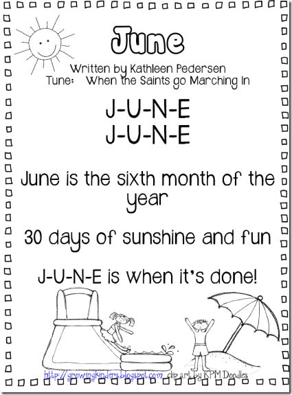 cute month songs- there are all on growing kinders blog June Songs Preschool, June Poem, Calendar Songs, Months Song, Kindergarten Poems, Kindergarten Calendar, Circle Time Songs, Calendar Activities, Kindergarten Songs