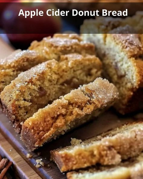 Recipes Vista | This Apple Cider Donut Bread brings all the cozy, fall flavors of an apple orchard right to your kitchen | Facebook Apple Cider Donut Bread Recipe, Apple Cider Donut Bread, Apple Cider Donut Cake Recipe, Apple Cider Bread, Apple Cider Donut Cake, Donut Bread, Apple Cider Donuts Recipe, Donut Cake, Tea Bread