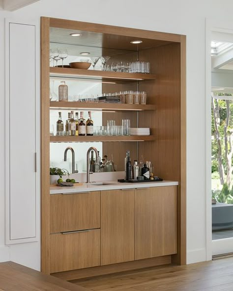 Inbuilt Bar Cabinet, Built In Bar Cabinets For Home, Home Wet Bar Designs, The Alamo Project, Indoor Bar Ideas Houses, Bar Built In, Kitchen Wet Bar Ideas, Bar Nook In Living Room, Wet Bar Ideas In Living Room Built Ins