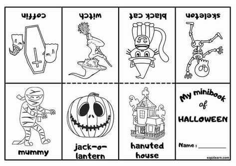 Halloween Worksheets Preschool, Halloween Worksheets Kindergarten, Halloween Worksheets Free, Halloween Worksheet, Halloween Crayons, Mini Coloring Book, Halloween Activities Preschool, Halloween Vocabulary, Worksheet For Kindergarten