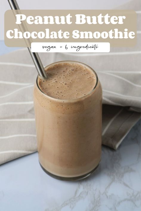 This healthy chocolate peanut butter smoothie is made with hemp seeds, peanut butter, bananas, cacao powder, oats, and non-dairy milk. This vegan smoothie recipe is packed with fiber and nutrition for a delicious and satisfying plant based breakfast. It’s vegan, easy to make, gluten-free, guilt-free, and tastes like a thick, creamy chocolate milkshake! #veganbreakfast #healthybreakfast #weightlossrecipe #wfpb Plant Based Smoothies Mornings, Vegan Smoothie Recipes Plant Based, Healthy Chocolate Peanut Butter Smoothie, Breakfast Milkshake, Cacao Powder Recipe, Peanutbutter Smoothie Recipes, Peanut Butter Banana Oats, Healthy Chocolate Peanut Butter, Banana Oat Smoothie