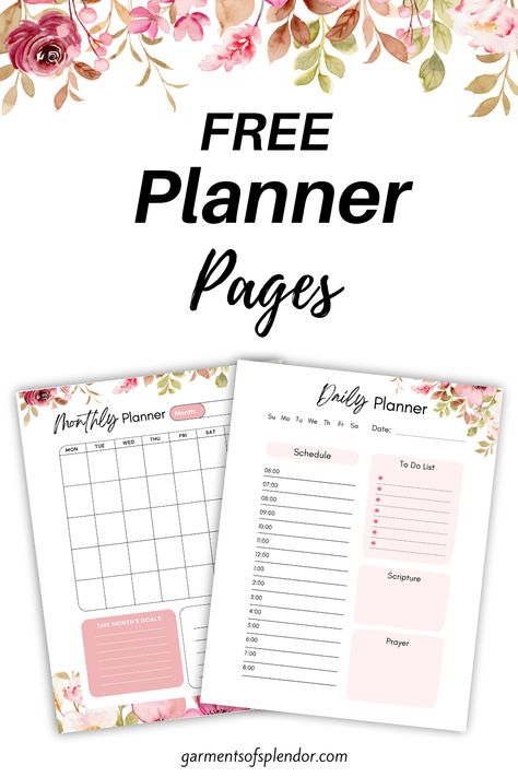 Free Printable Prayer Planner with Beautiful Floral Designs - Christian Planner Printables, Prayer Binder Ideas Free Printables, 2023 Journaling, Free Bible Journaling Printables, Free Planner Pages, Prayer Journal Printable, Bible Journaling Printables, Weekly Planner Free Printable, Free Daily Planner