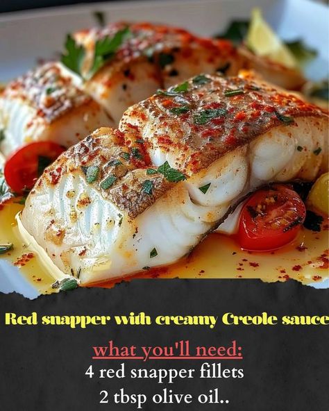 Daily Recipes Red Emperor Fish Recipes, Creole Fish Recipes, Plant Plate, Red Snapper Fillet, Creole Sauce, Rice Noodles Stir Fry, Wine Cake, Work Food, Blueberry Ice Cream