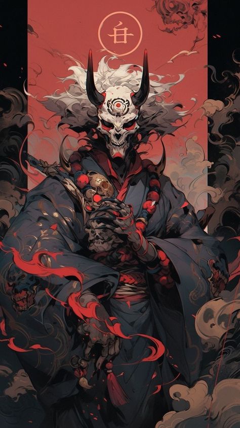 Japanese Art Wallpaper Desktop, Manga Wallpaper Aesthetic, Anime Wallpaper For Iphone, Skull Samurai, Wallpaper Aesthetic Anime, Oni Art, Aesthetic Anime Wallpaper, Japanese Art Samurai, Horror Anime