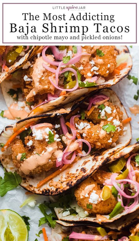 Baja Shrimp Tacos Recipe, Baja Recipes, September Meals, Chipotle Mayo Recipe, Baja Shrimp, Baja Shrimp Tacos, Seafood Tacos, Wraps Ideas, Fish Dinners