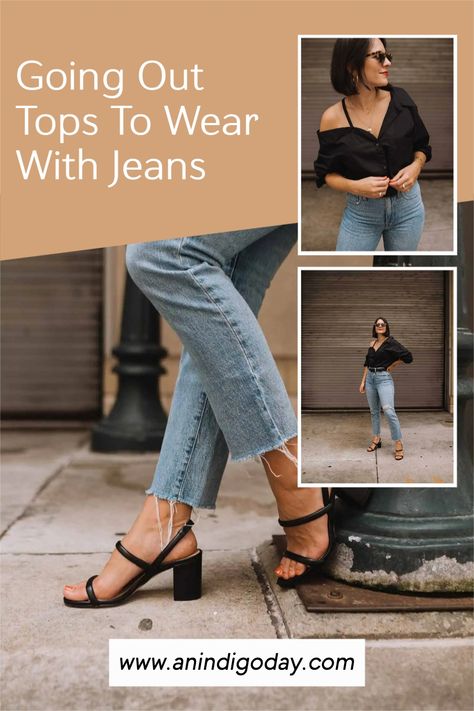 Going out tops to wear with jeans. Outfit ideas for date night. Tops To Wear With Jeans, Date Night Jeans, Outfit Ideas For Date, Jeans Outfit Ideas, Ideas For Date Night, Best Corset, Entertaining Tips, Open Toed Shoes, Blue Jean Outfits