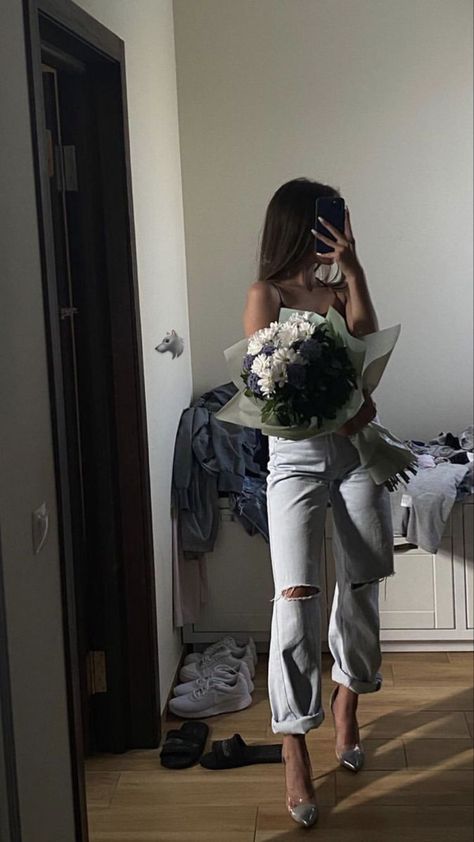 A Woman, Internet, Marketing, Mirror, Flowers