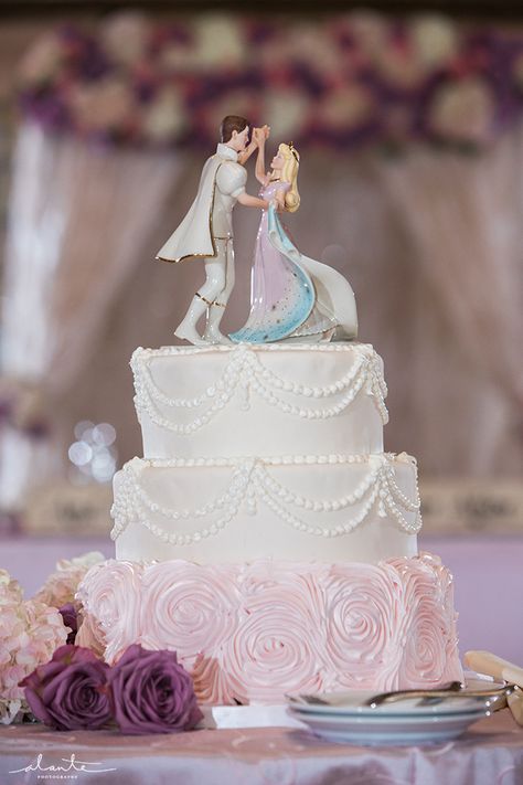 Arctic Club Hotel Seattle Ballroom Wedding Reception, Cake, Disney Fairytale Theme, Lenox Sleeping Beauty Cake Topper Cakes Disney, Sleeping Beauty Cake, Sleeping Beauty Wedding, Ballroom Wedding Reception, Best Wedding Cakes, Wedding Reception Themes, Aurora Wedding, Wedding Toppers, Disney Wedding Cake