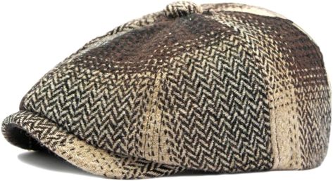 Amazon.com: Tweed Newsboy Flat Cap for Men Women Gatsby Ivy Cabbie Hat Scally Cap Plaid Beret, Beret Men, Mens Beret, Gatsby Hat, Beret Style, Cabbie Hat, Painter Hat, Berets Cap, Vintage Flats