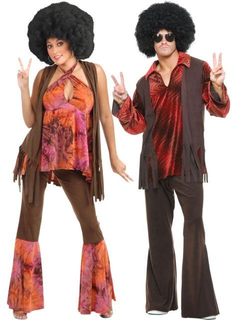 Onda Disco, Hippie Fashion 70s, 70s Disco Outfit, Couples Costume Ideas, Hippie Couple, Sweet 16 Outfits, Funny Couple Costumes, Great Costume Ideas, Party City Costumes