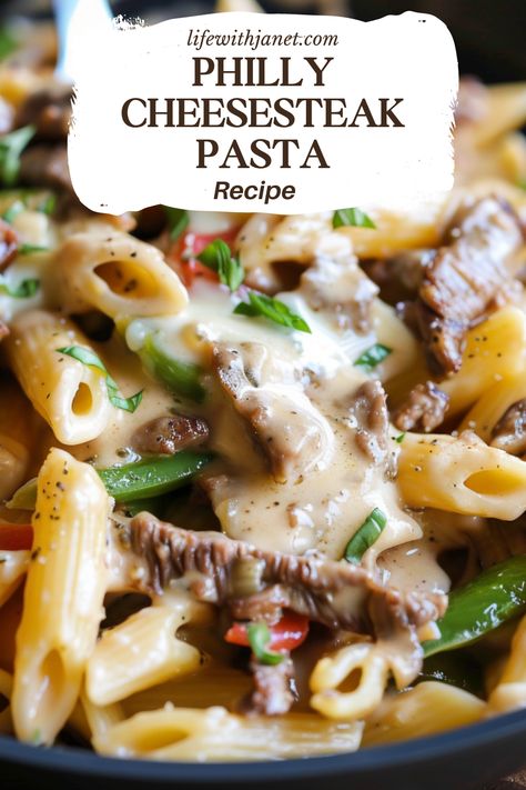 Philly Cheesesteak Pasta Easy Philly Cheese Steak Pasta, Philly Cheesesteak Pasta, Cheesesteak Pasta, Pasta Casseroles, Cheesesteak Sandwich, Steak Pasta, Beef Dinners, Cheese Steak, Philly Cheese