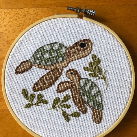 Turtle Needlepoint Pattern, Nautical Needlepoint, Turtle Cross Stitch, Cross Stitch Pattern Beginner, Sea Turtle Needlepoint, Easy Pattern - Etsy Cross Stitch Turtle, Stitch Cross Stitch Pattern, Cross Stitch Cross, Stitch Cross Stitch, Cross Stitch Borders, Needlepoint Patterns, Cross Stitching, Simple Patterns, Sea Turtle