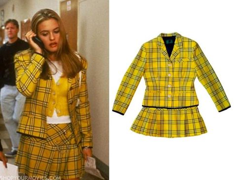 Clueless: Cher’s Yellow Plaid Blazer Cher Yellow Outfit, Clueless Yellow Outfit, Clueless Clothes, Alicia Silverstone Movies, Beverly Hills High School, Yellow Plaid Skirt, Clueless Cher, Cher Clueless, Go To Outfits