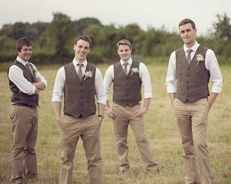 Ideas for Bridesmaid and Groomsmen Attire at a Second Wedding | I Do Take Two Rustic Groom, Vintage Groom, Groomsmen Photos, Wedding Groomsmen, Groomsmen Attire, Bridesmaids And Groomsmen, Second Weddings, Groom Attire, Casual Wedding