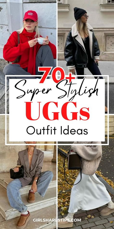 Discover 70+ stylish UGGs outfits, featuring Platform, Tasman, Classic Mini, and more! Find the perfect outfits for any occasion today. Black Slippers Outfit, Platform Outfits, Short Boots Outfit, Uggs Outfit Ideas, Uggs Outfit Winter, Tasman Uggs, Platform Outfit, Uggs Outfits, Outfit With Uggs