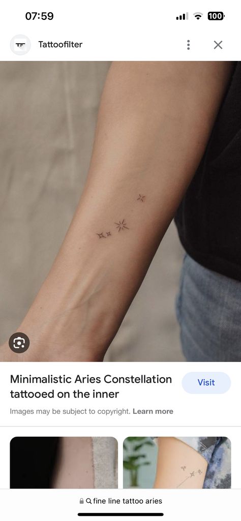 Mini Constellation Tattoo, Aries Constellation Drawing, Aires Constilation Tattoo, Aries Fine Line Tattoo, Aries Star Sign Tattoo, Aries Tattoo Constellation, Cute Aries Tattoo, Aries Star Tattoo, Aries Star Constellation Tattoo