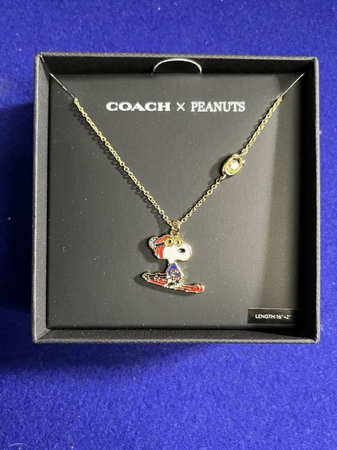 Coach X Peanuts Snoopy Ski Pendant Necklace | Brand New | eBay Snoopy Jewelry, Snoopy Blanket, Snoopy Items, Snoopy Stuff, Snoopy Gifts, Snoopy Wallpaper, Belly Jewelry, Snoopy Love, Harry Styles Wallpaper