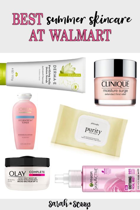 My Must Have Summer Skincare Products from Walmart - Sarah Scoop Summer Skincare Products, Philosophy Purity, Walmart Beauty Products, Clinique Moisture Surge, Skincare Routines, Summer Makeup Looks, Garnier Skin Active, Summer Skincare, Favorite Skincare Products