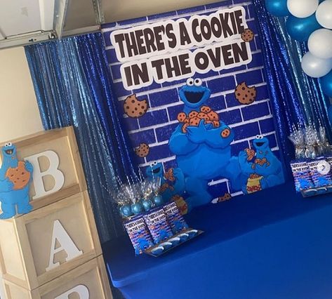 Baby Shower Cookie Monster Theme, Baby Showers For Boys Theme, Cookie Monster Baby Shower Invitations, Cookie Monster Gender Reveal, Cookie Monster Decor, Cookie Monster Theme Baby Shower Ideas, Baby Boy Themed Baby Shower Ideas, Boy Baby Shower Ideas Black People, February Baby Shower Ideas Boy